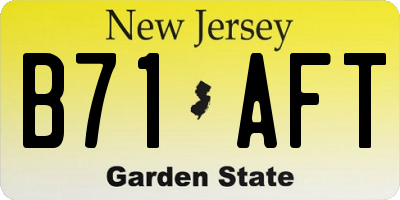 NJ license plate B71AFT