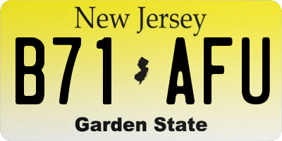 NJ license plate B71AFU
