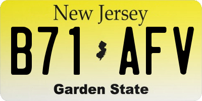 NJ license plate B71AFV