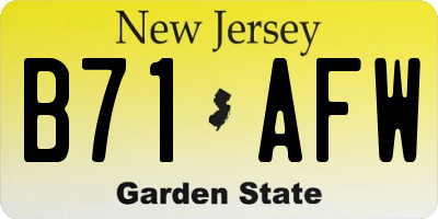 NJ license plate B71AFW