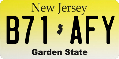 NJ license plate B71AFY