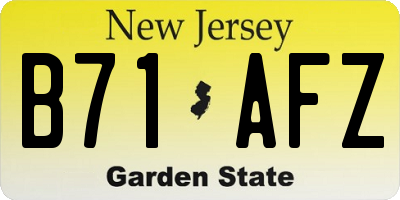 NJ license plate B71AFZ