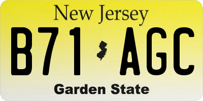 NJ license plate B71AGC