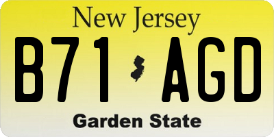 NJ license plate B71AGD