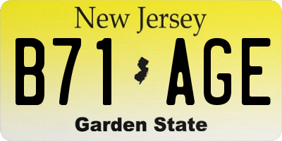 NJ license plate B71AGE