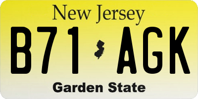 NJ license plate B71AGK