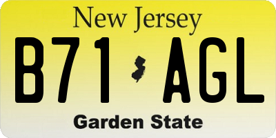 NJ license plate B71AGL