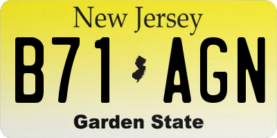 NJ license plate B71AGN