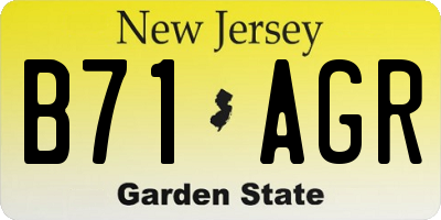 NJ license plate B71AGR