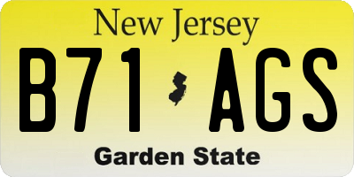 NJ license plate B71AGS