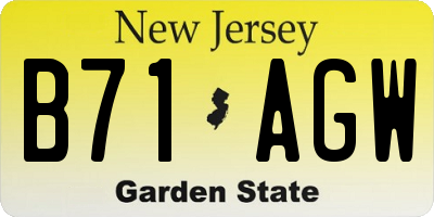 NJ license plate B71AGW