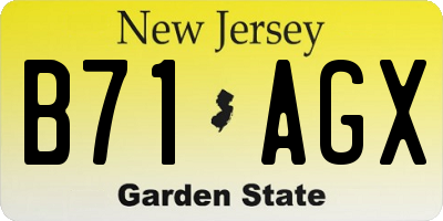 NJ license plate B71AGX