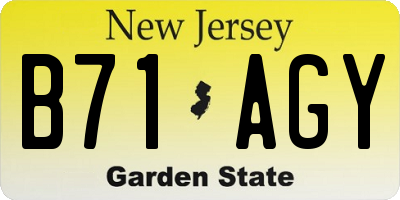 NJ license plate B71AGY