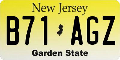 NJ license plate B71AGZ