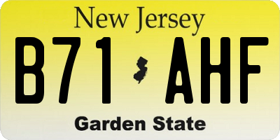 NJ license plate B71AHF