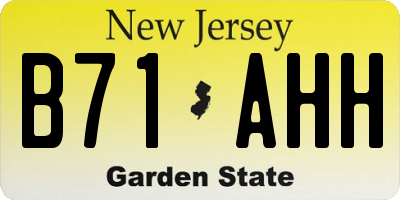 NJ license plate B71AHH