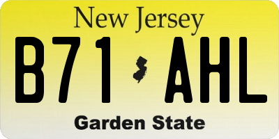 NJ license plate B71AHL