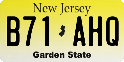NJ license plate B71AHQ