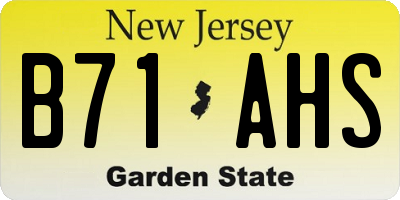 NJ license plate B71AHS
