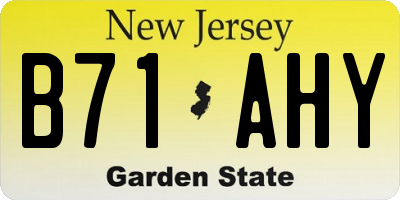 NJ license plate B71AHY