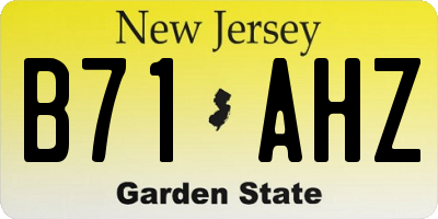 NJ license plate B71AHZ