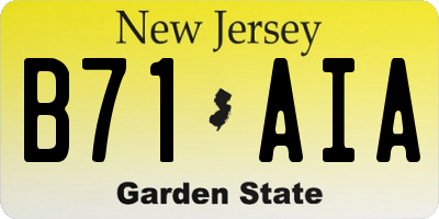 NJ license plate B71AIA