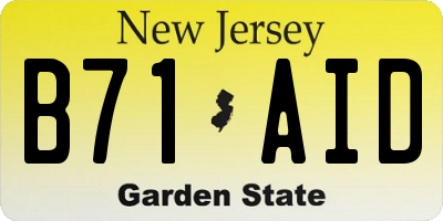 NJ license plate B71AID