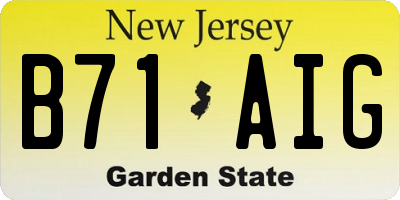 NJ license plate B71AIG