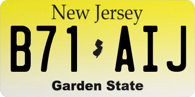 NJ license plate B71AIJ