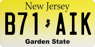 NJ license plate B71AIK