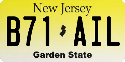 NJ license plate B71AIL