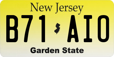 NJ license plate B71AIO