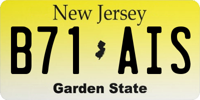 NJ license plate B71AIS