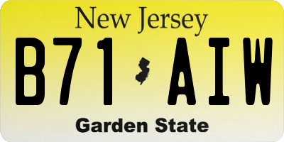 NJ license plate B71AIW