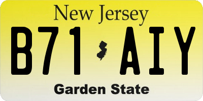 NJ license plate B71AIY