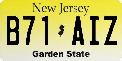 NJ license plate B71AIZ
