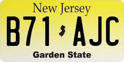 NJ license plate B71AJC