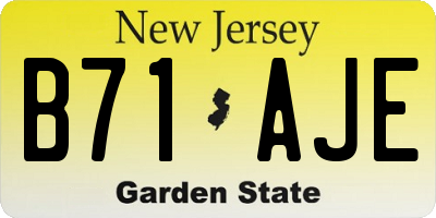 NJ license plate B71AJE