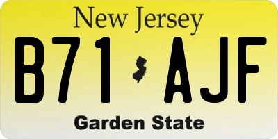 NJ license plate B71AJF