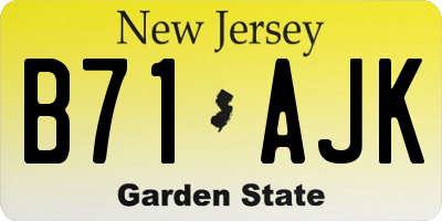 NJ license plate B71AJK