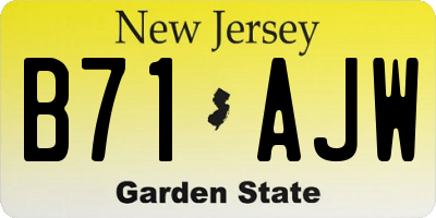 NJ license plate B71AJW