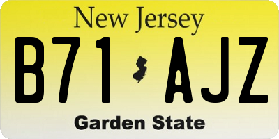 NJ license plate B71AJZ