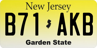 NJ license plate B71AKB