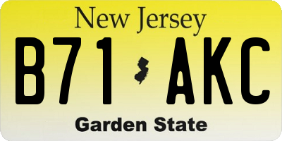 NJ license plate B71AKC