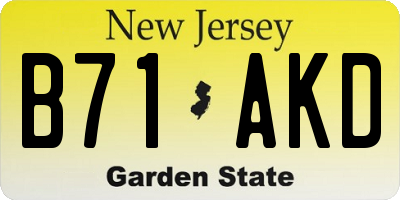 NJ license plate B71AKD