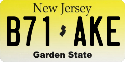 NJ license plate B71AKE