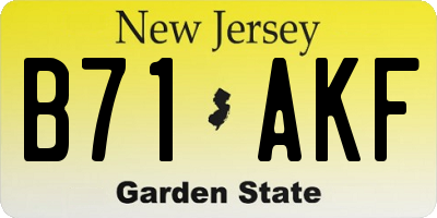 NJ license plate B71AKF
