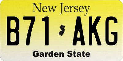 NJ license plate B71AKG