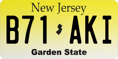 NJ license plate B71AKI