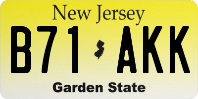NJ license plate B71AKK